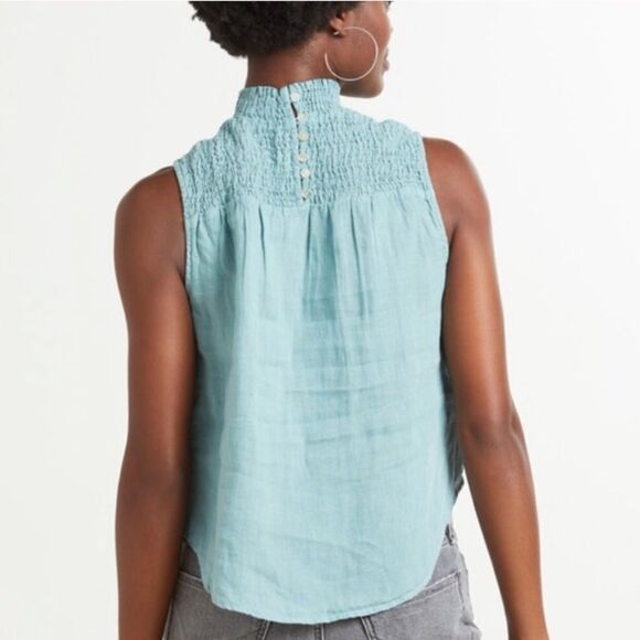 Cloth & Stone 100% Linen Ruched High Neck Blouse size XS - Picture 3 of 13